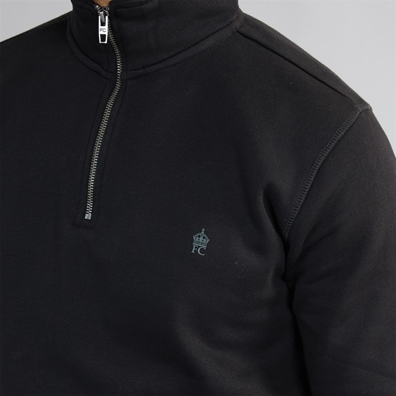 Mens FC 1/2 Zip Sweatshirt Black/Gunmetal - Image 4