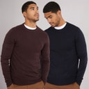 Mens Cash Two Pack Crew Neck Jumpers Multi 2 - Marine/Chateaux