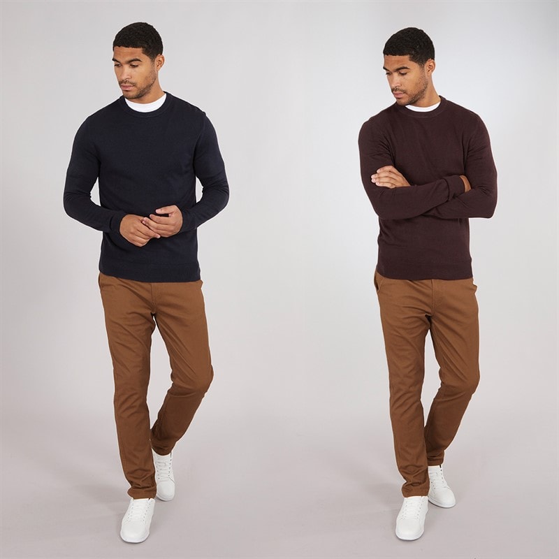 Mens Cash Two Pack Crew Neck Jumpers Multi 2 - Marine/Chateaux - Image 3