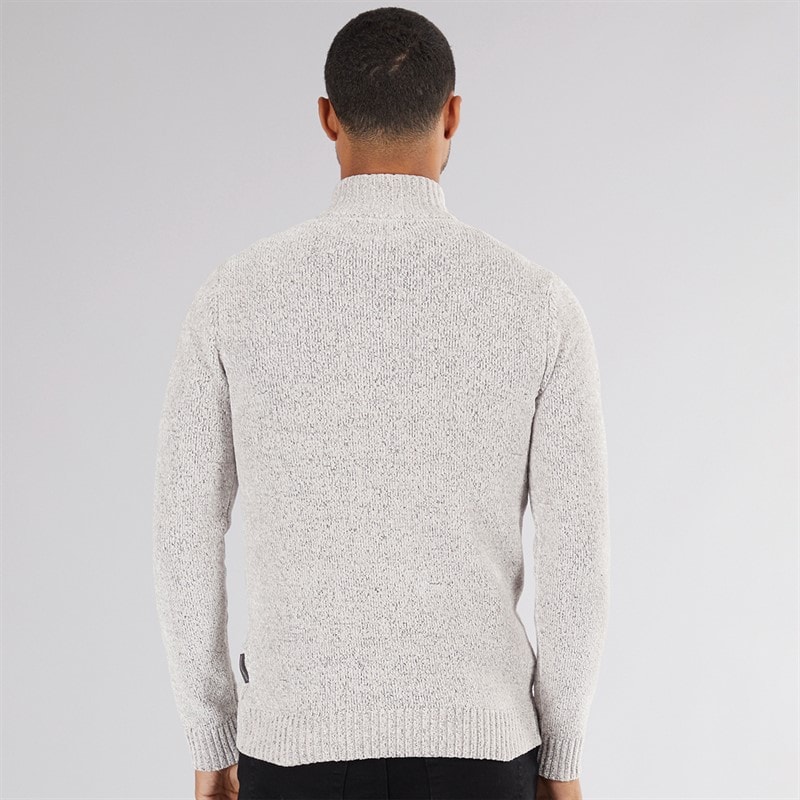 Mens 5 Chenille 1/2 Zip Jumper Light Grey Mel - Image 2