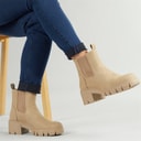 Womens Chunky Chelsea Boots Stone