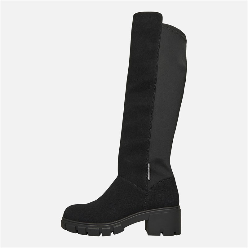 French Connection Womens Chunky Knee High Stretch Boots Black
