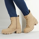 Womens Chunky Lace Boots Stone