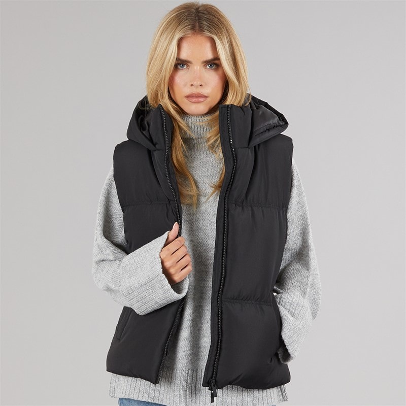 Womens Row Short Gilet Black - Image 3