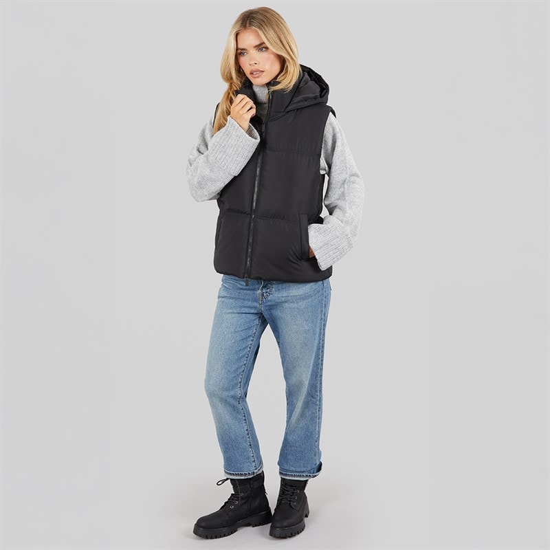 Womens Row Short Gilet Black - Image 4