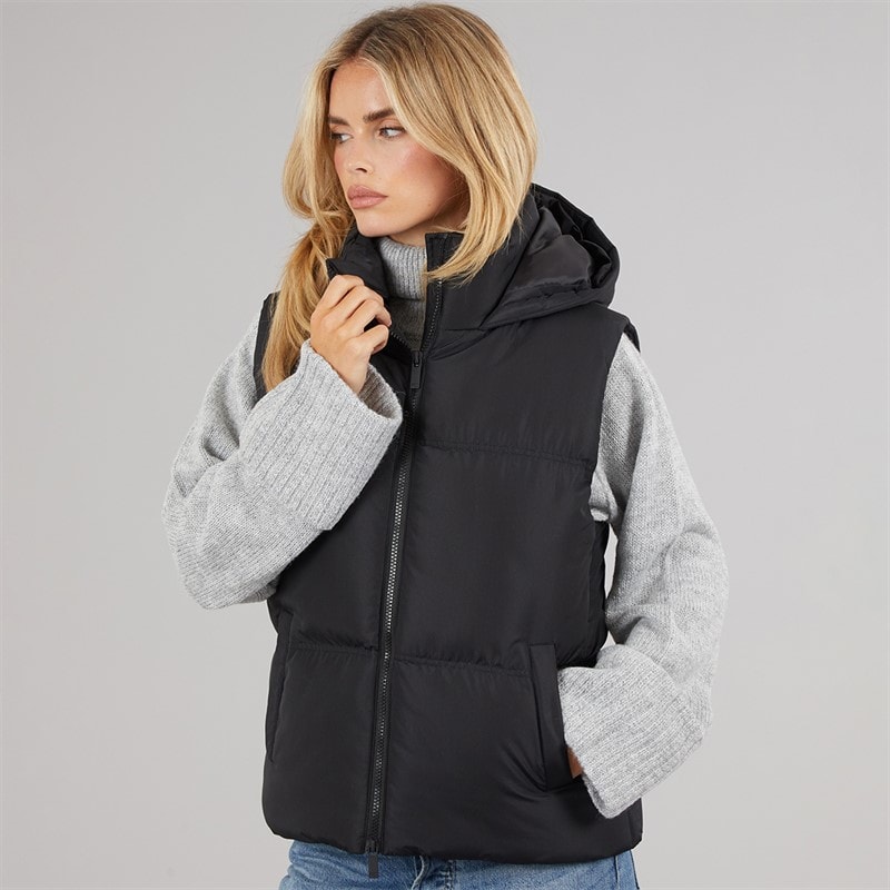 Womens Row Short Gilet Black - Image 5