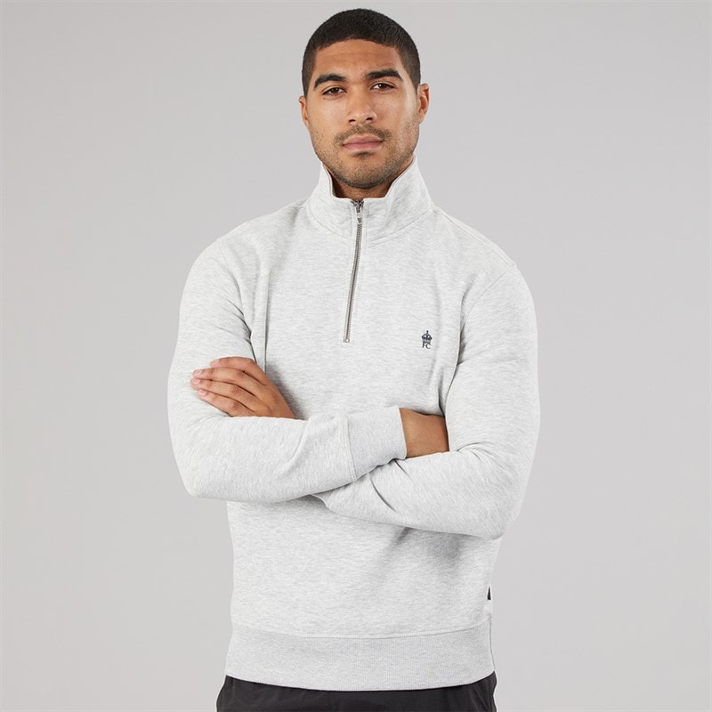 Mens FC Half Zip Sweatshirt Light Grey Mel/Marine - Image 3