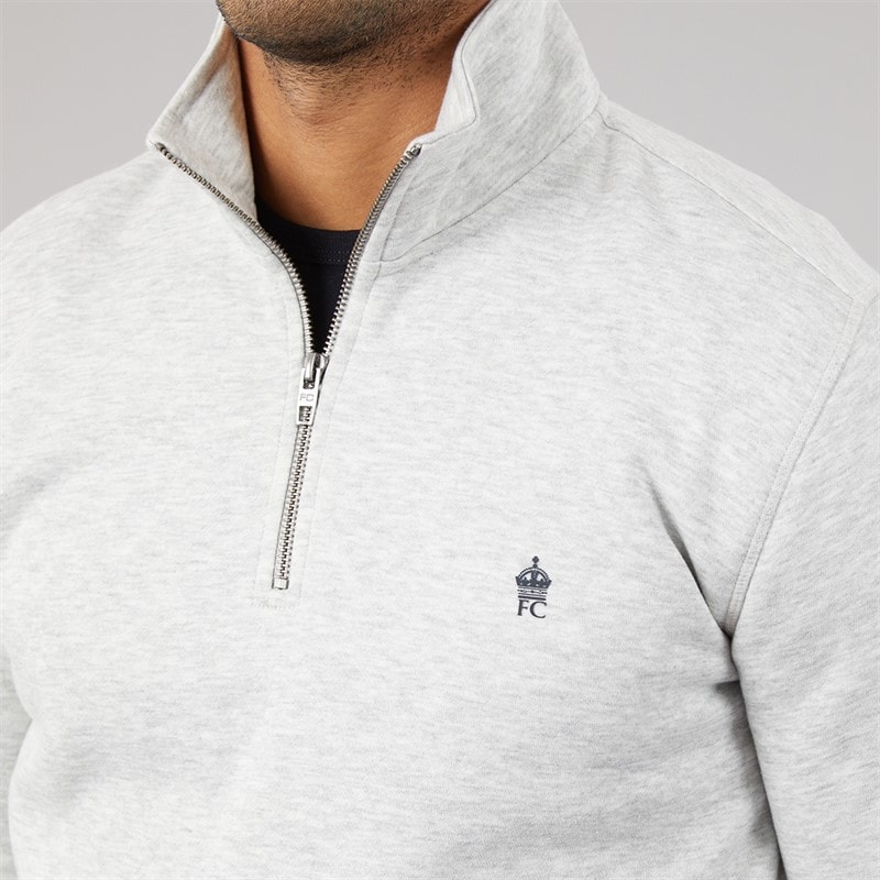 Mens FC Half Zip Sweatshirt Light Grey Mel/Marine - Image 5