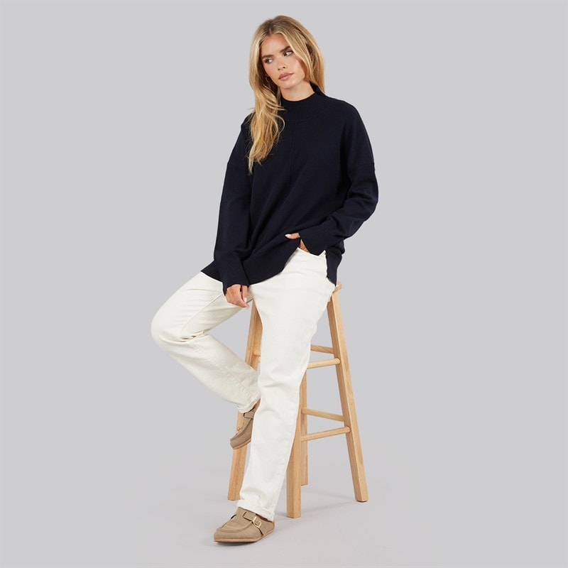 Womens Cosy Mock Centre Jumper Midnight - Image 4