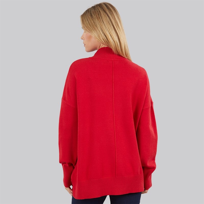 Womens Cosy Mock Centre Jumper True Red - Image 2