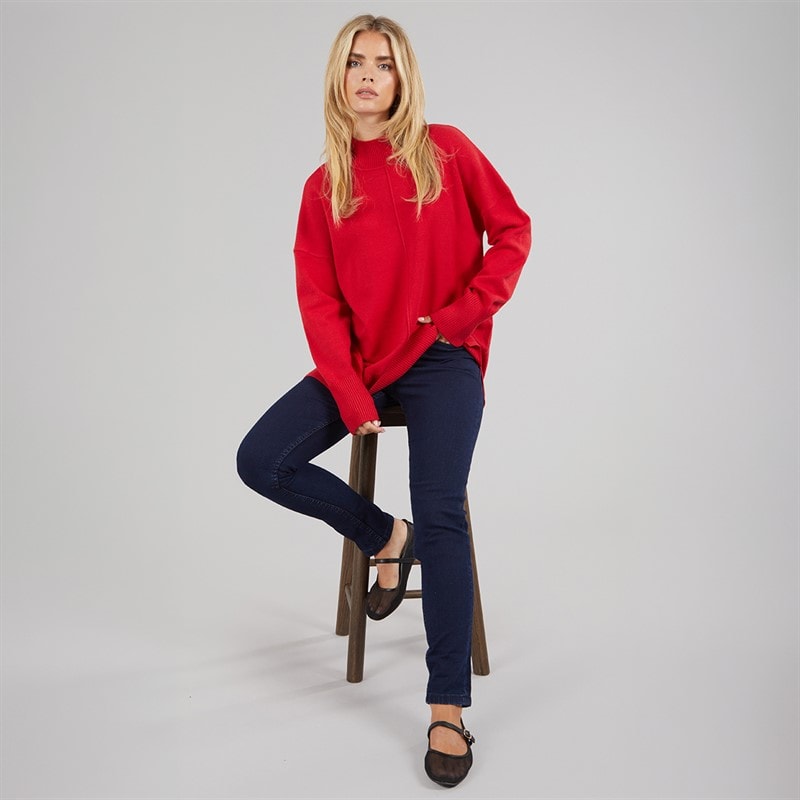 Womens Cosy Mock Centre Jumper True Red - Image 4