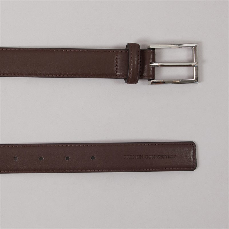 Mens Essential Leather Keeper Belt Brown Brushed Nickel - Image 2