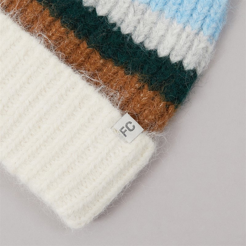 Womens Fluffy Beanie Blue/Camel Multi - Image 2