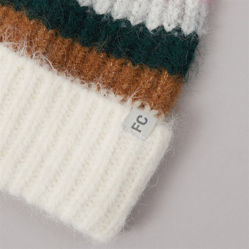 Womens Fluffy Beanie Pink/Camel Multi - Image 2