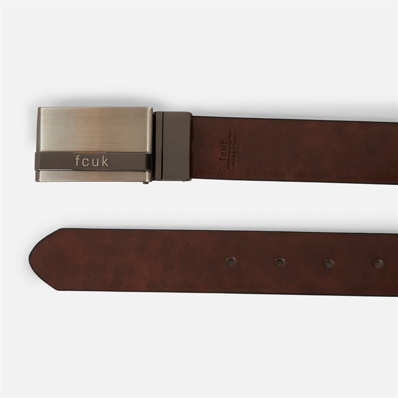 Mens FCUK Reversible Buckle Belt Black/Brown - Image 3