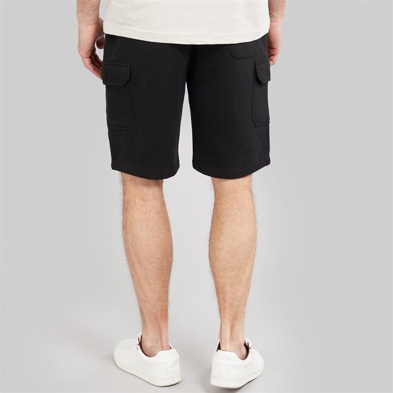 Mens Fleece Cargo Shorts Black - Image 2