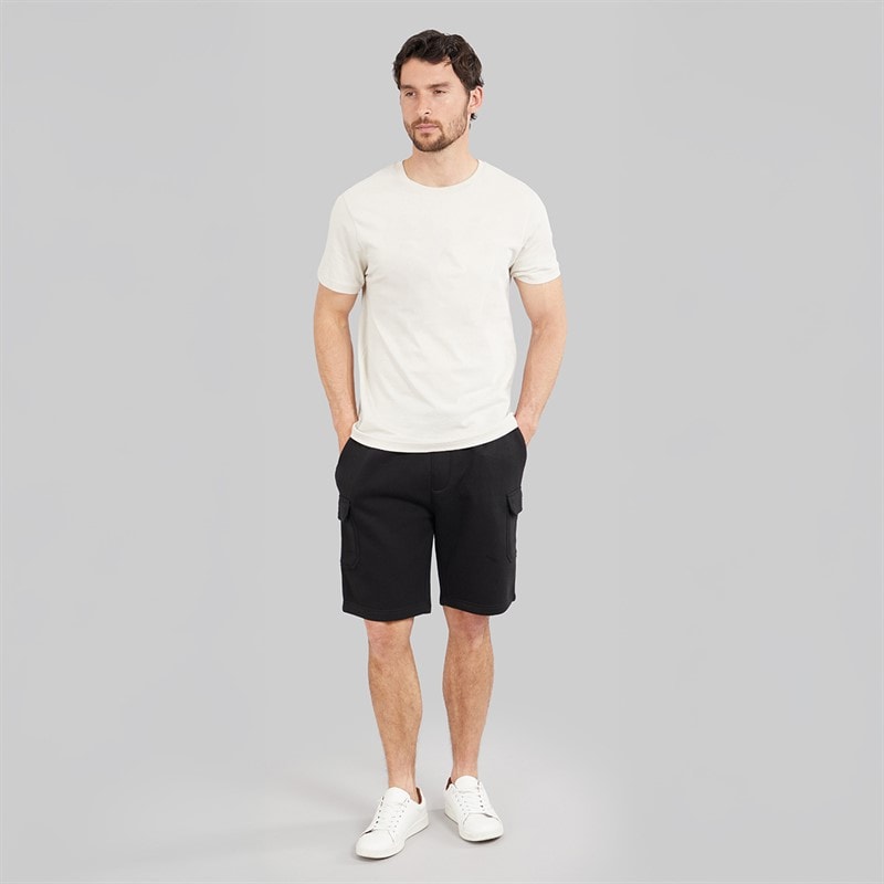 Mens Fleece Cargo Shorts Black - Image 3
