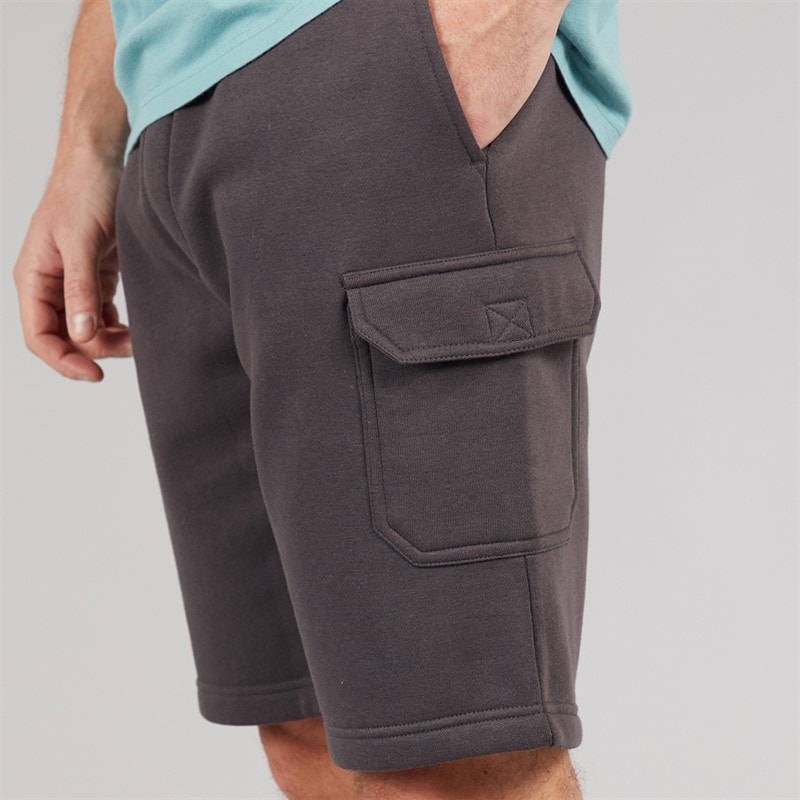 Mens Fleece Cargo Shorts Charcoal - Image 3
