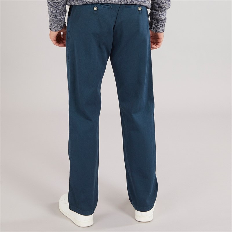 Mens Straight Fit 100% Cotton Chino Trousers Dark Blue - Image 2
