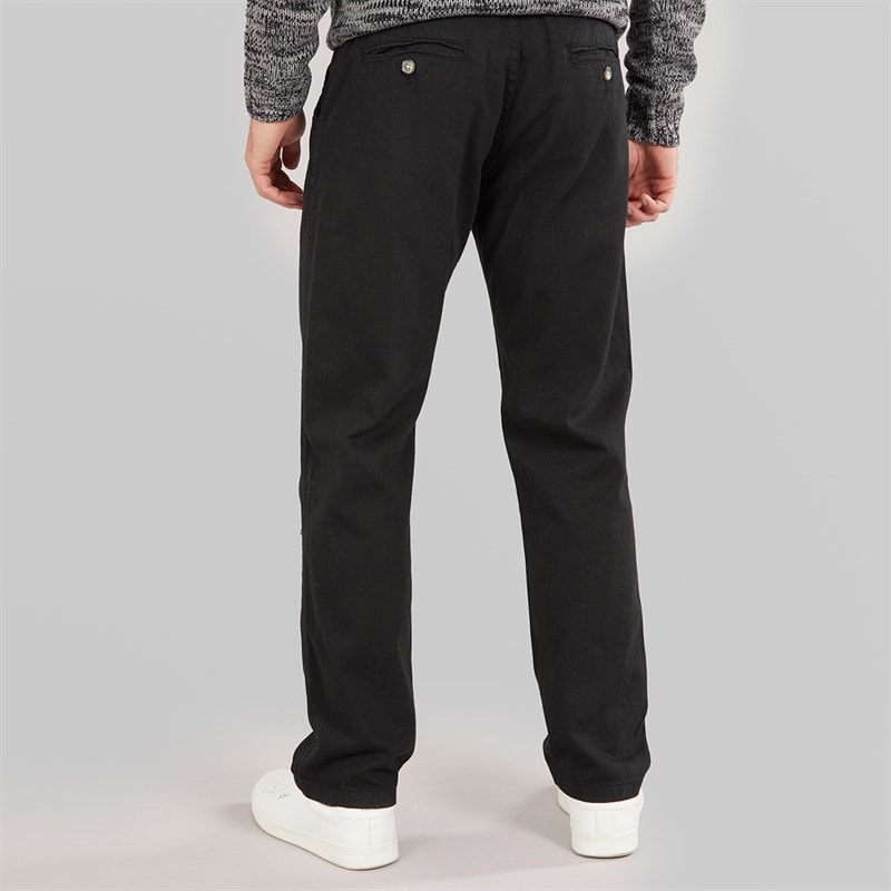 Mens Straight Fit 100% Cotton Chino Trousers Black - Image 2