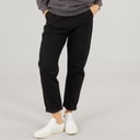 Womens Elasticated Waist Roll Up Jeans Black
