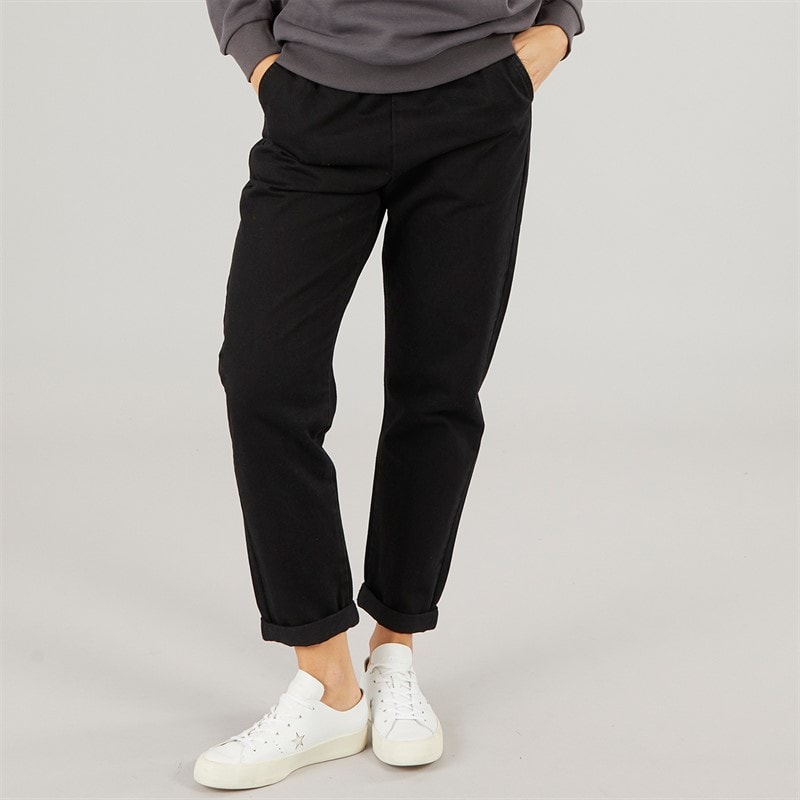Womens Elasticated Waist Roll Up Jeans Black - Image 1