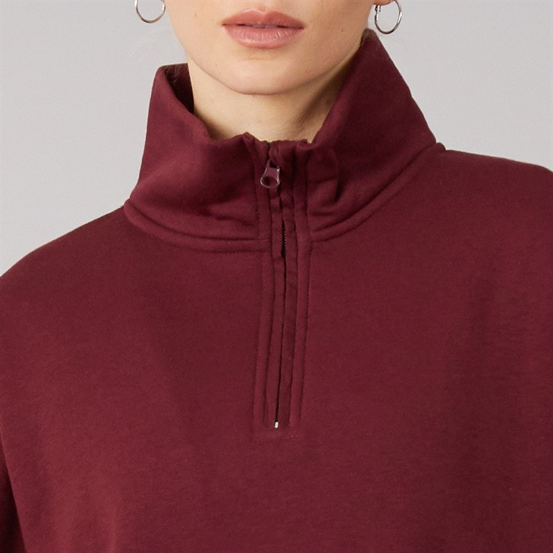 Womens 1/4 Zip Two Pack Sweatshirts Magnet/Burgundy - Image 5