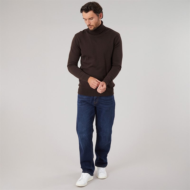 Mens Lonan Relaxed Straight Fit Denim Jeans Dark Wash - Image 4