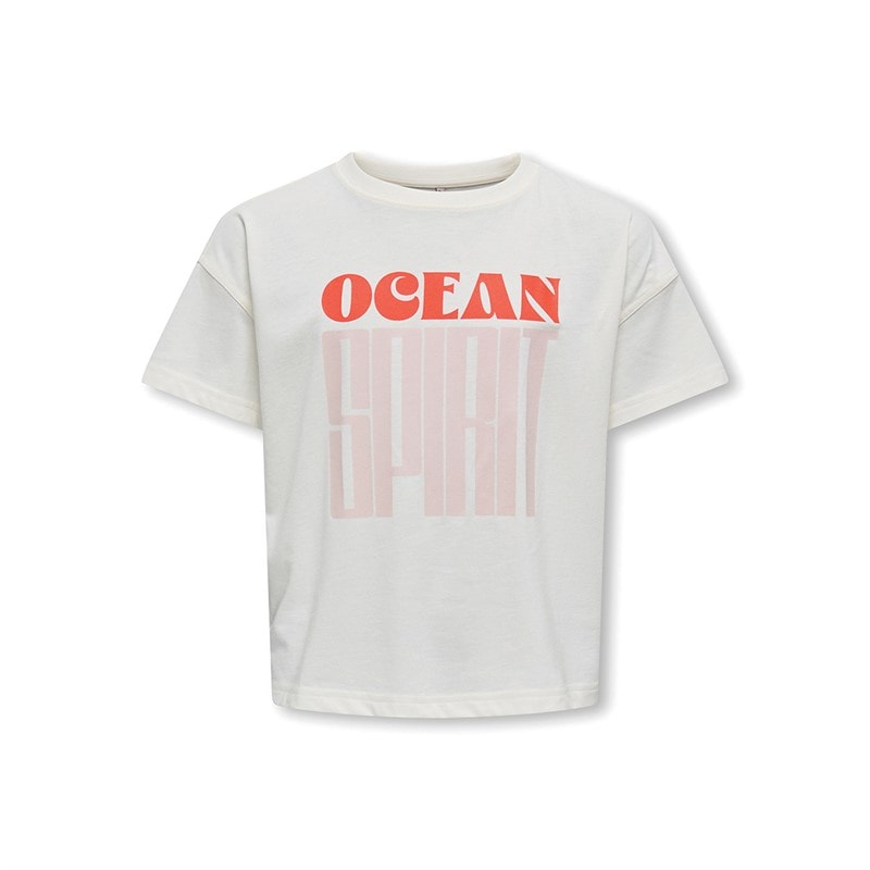 Only Girls Abelone Word Top Box T-Shirt Cloud Dancer Spirit