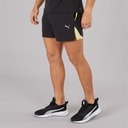 Mens Puma Fit Ultrabreathe Stretch 5 Inch Marble Training Shorts Black/Yellow
