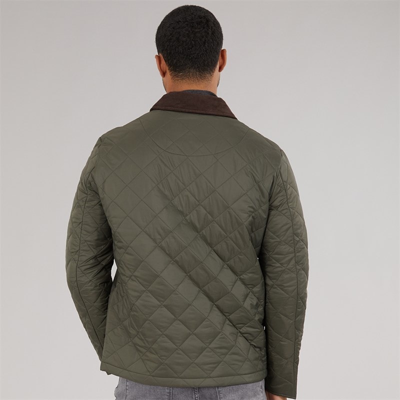 Mens Midweight Quilted Coat Olive - Image 2