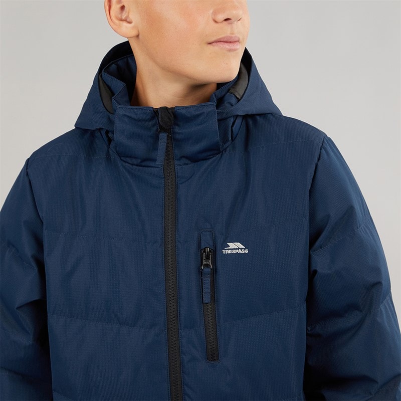 Junior Boys Figo Waterproof Padded Hooded Jacket Navy - Image 5