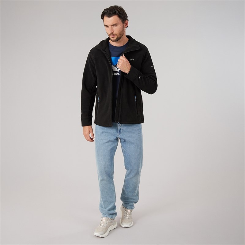 Mens Bernal Full Zip Fleece Jacket Black - Image 4