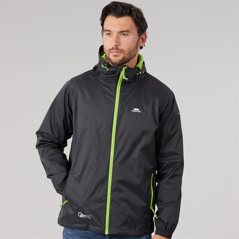 Mens Qikpac Waterproof Packable Jacket Black - Image 3