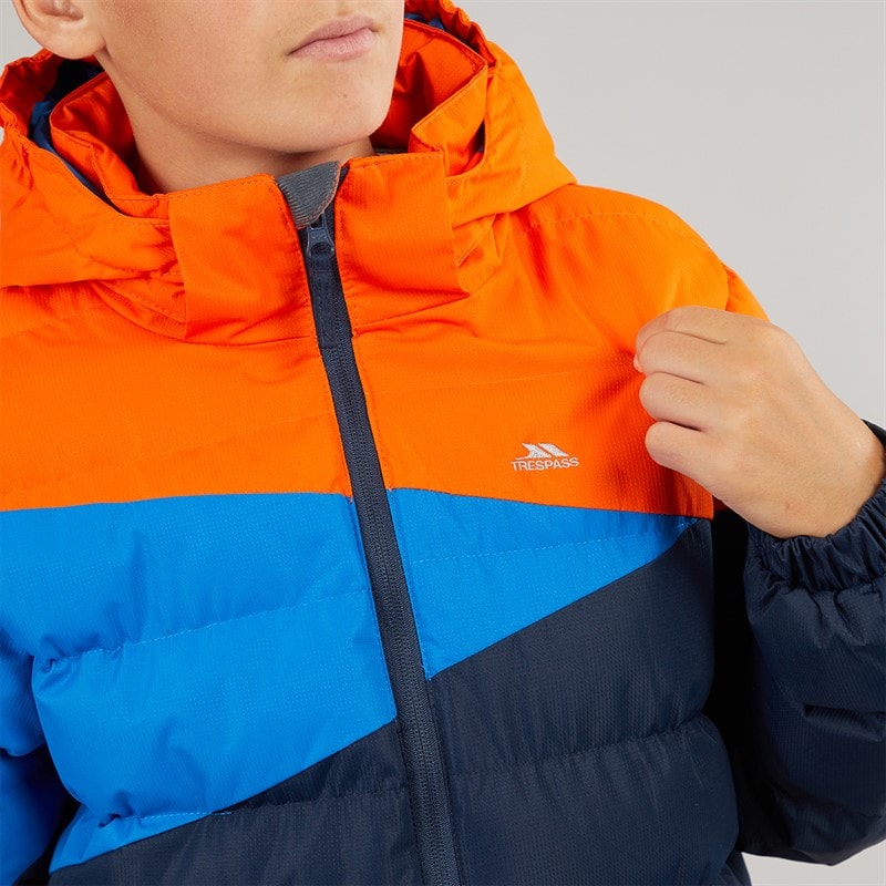 Junior Boys Layout Waterproof Padded Hooded Jacket Navy/Hot Orange/Blue - Image 5