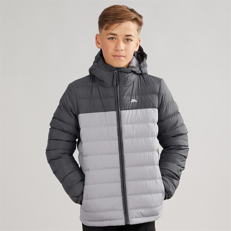Junior Boys Oskar Padded Hooded Jacket Carbon/Platinum - Image 3