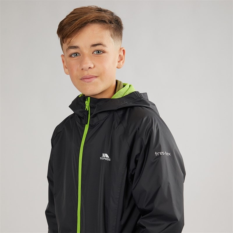 Trespass Boys Qikpac Waterproof Jacket Black - Image 5
