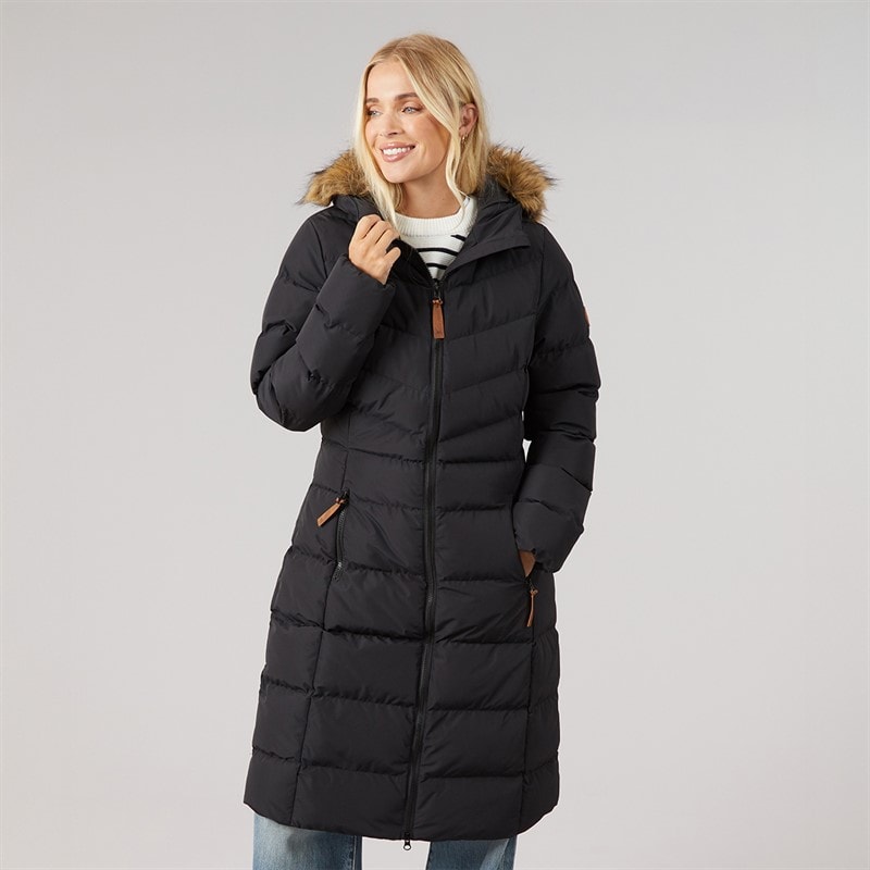 Womens Audrey Waterproof Padded Hooded Coat Black - Image 3