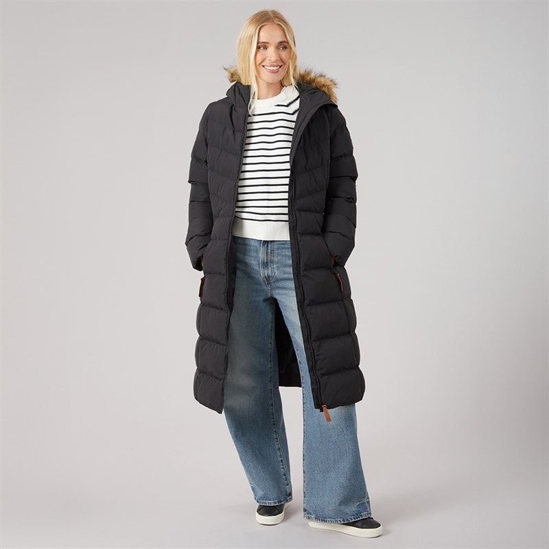 Womens Audrey Waterproof Padded Hooded Coat Black - Image 4