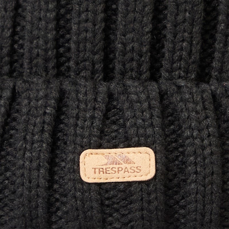 Trespass Mens Thorns Knitted Bobble Hat Black - Image 2