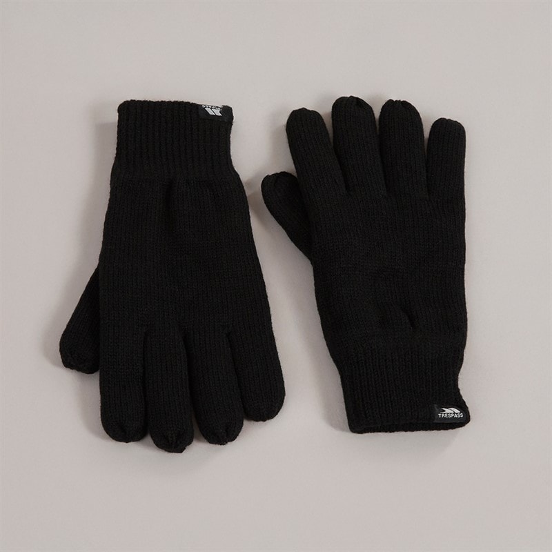 Trespass Mens Bargo Knitted Gloves Black
