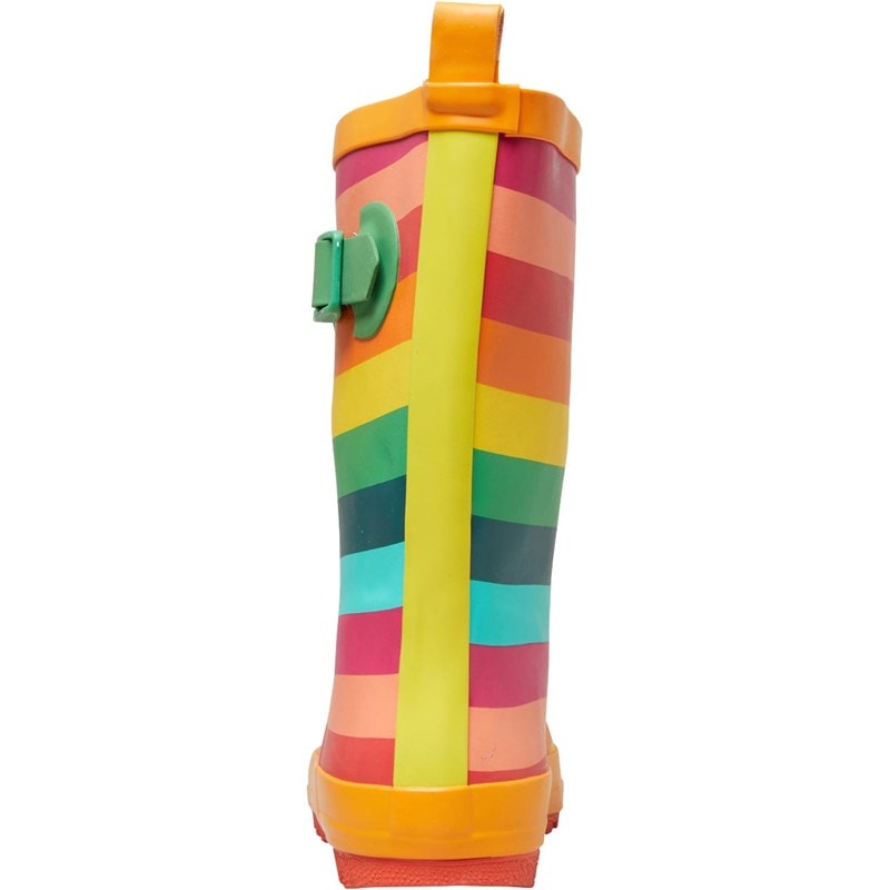 Girls Puddle Rainbow Printed Wellington Boots Rainbow Stripe - Image 4
