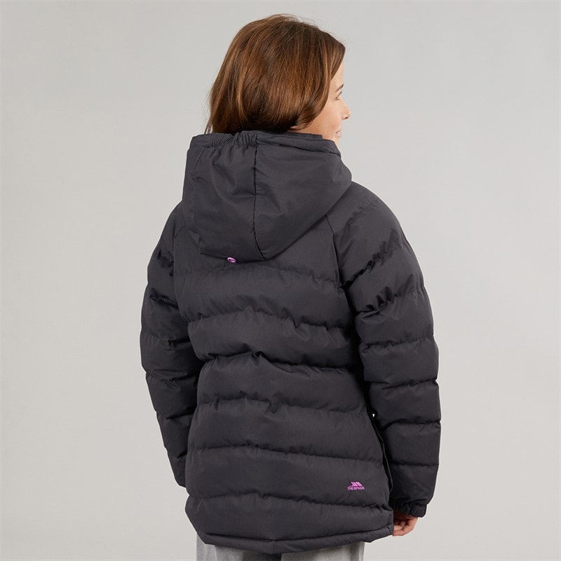 Girls Amira Waterproof Padded Hooded Jacket Dark Grey - Image 2