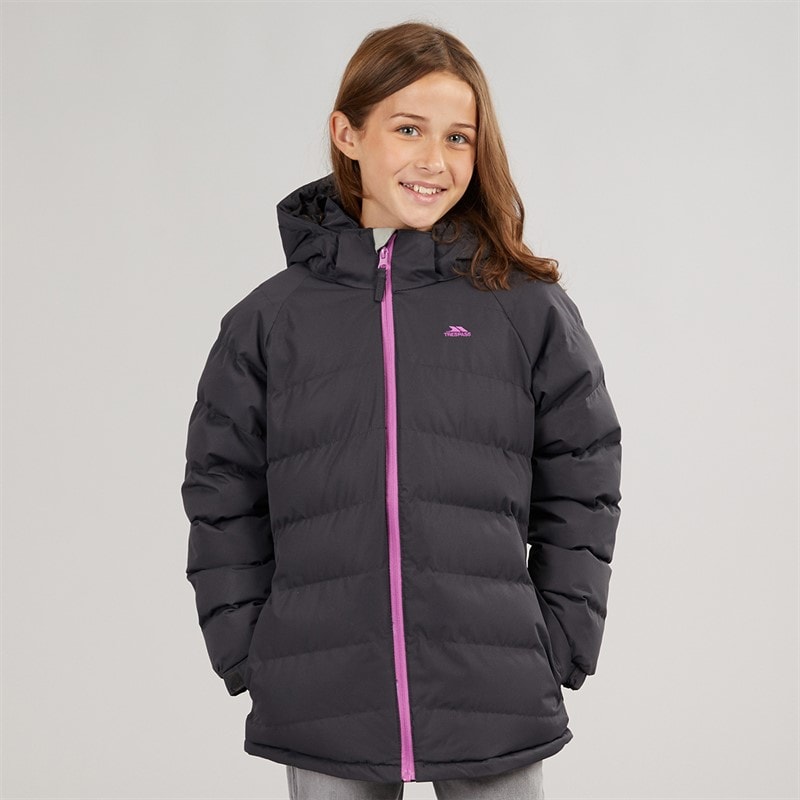 Girls Amira Waterproof Padded Hooded Jacket Dark Grey - Image 3