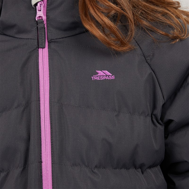 Girls Amira Waterproof Padded Hooded Jacket Dark Grey - Image 5