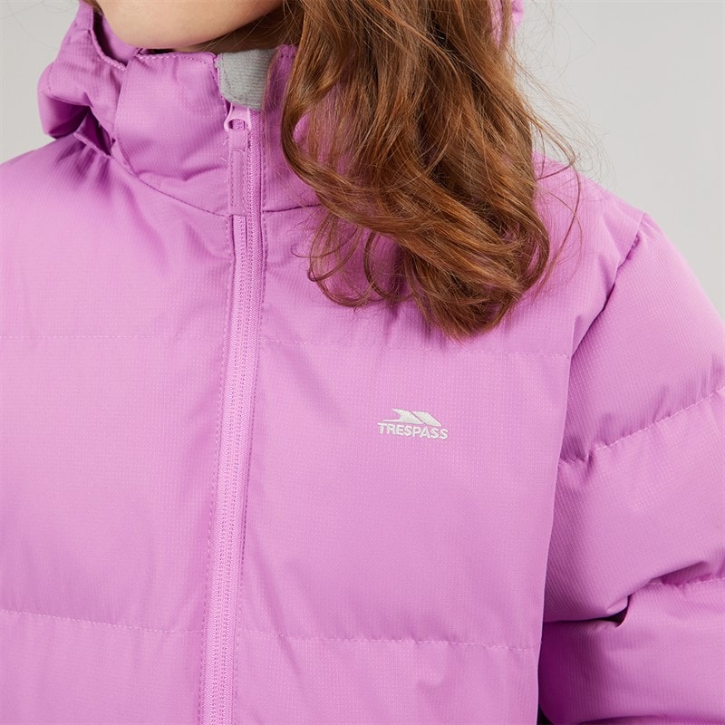 Girls Tiffy Waterproof Long Padded Hooded Coat Deep Pink - Image 5