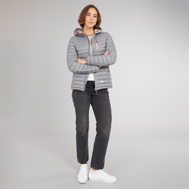Womens Lenka Padded Hooded Jacket Platinum/Antique Rose - Image 4