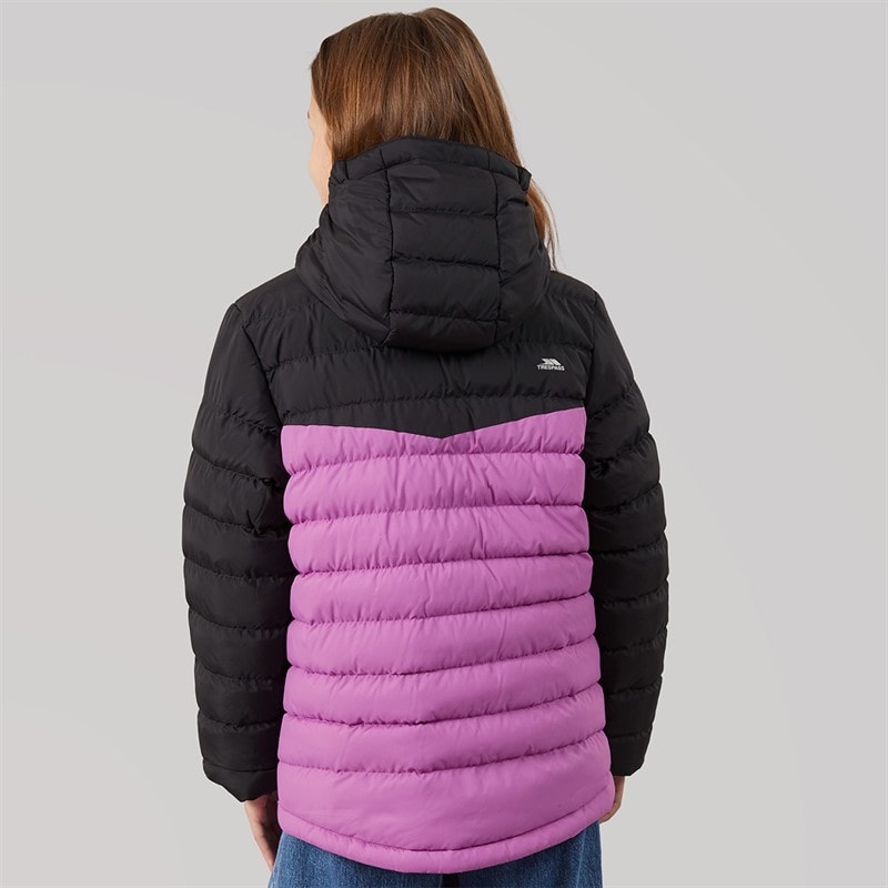 Girls Oskar Padded Hooded Jacket Deep Pink/Dark Grey - Image 2