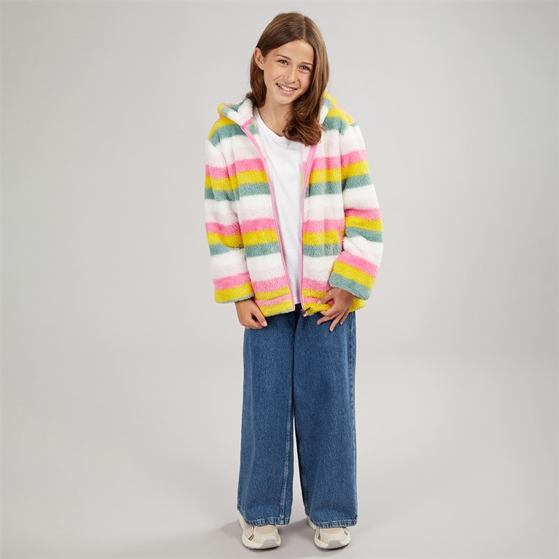 Girls Amazing Striped Full Zip Fleece Pale Pink Stripe - Image 4