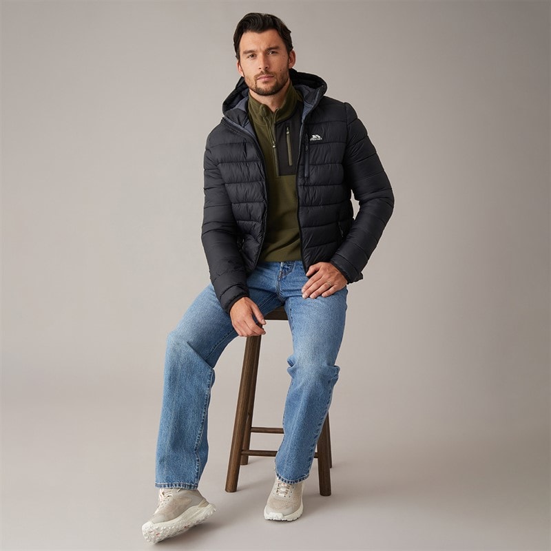 Mens Mikail Micro Padded Hooded Jacket Black - Image 4